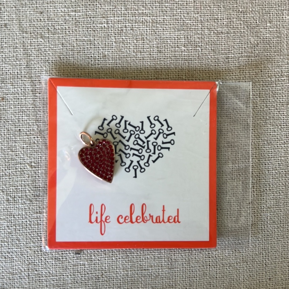 KEEP COLLECTIVE red pave heart charm rose gold